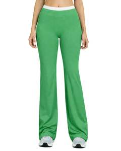 Conjunto Deportivo Personalizado para Mujer, Top Deportivo Verde y Blanco con Contraste y Pantalones Acampanados, Cintura Alta, Elástico, para Yoga, Fitness, Gimnasio, Venta al Por Mayor OEM - Product Image 6