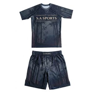 Ensembles de Rashguards MMA et de Vêtements de Lutte à Motif Silhouette Forêt, Base Layer, Faible MOQ, OEM, Étiquette de Marque Personnalisée - Product Image 1