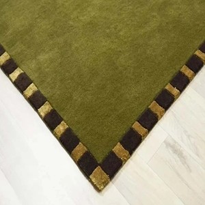 Alfombra Verde Oliva con Borde a Cuadros, Alfombra Moderna Hecha a Mano, Alfombra de Lana de Lujo, Alfombra Suave para Sala de Estar, Dormitorio, Decoración Minimalista para el Suelo - Product Image 6