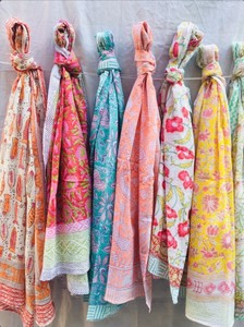 Hand Block Printed Eco-Friendly Breathable 1 Piece Women Pareo <b>Wrap</b> <b>Beach</b> Party Wear Scarfs Floral Multi Color - Product Image 1