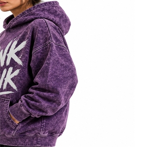 Custom Women Acid Wash Pullover Hoodie Premium Cotton Fleece Terry Streetwear Regular Fit Wear Heavyweight Fabric For Men - Product Image 6
