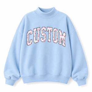 Sweat-shirt à col montant pour femme OEM ODM, broderie de logo personnalisée, molleton doux en coton, pull oversize à pois - Product Image 2