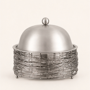 Silver Plated Wire Design Metal Hotpot Round Shape Decorative Casserole for Events Insulated Stainless Steel Food Warmer - Product Image 6