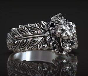 Anillo de Lujo de Plata de Ley 925 con Diseño de León Rugiente y Corona Real, Anillo Ancho Vintage para Hombre y Mujer, Joyería de Moda - Product Image 3