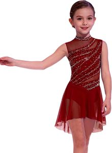 <b>Pink</b> Ballet Children <b>Girls</b> Stage Dance <b>Dress</b> with Rhinestone Detailing Spandex Polyester Performance Wear - Product Image 2