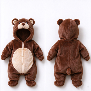 Mono de zorro personalizado para bebé, pelele de animal de peluche, traje de zorro con capucha, disfraz de animal para recién nacido, mono de lana para bebé - Product Image 2