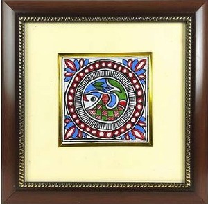 Auténtica Pintura Madhubani Metálica en 3D de Jharkhand, Obra de Arte Folclórica India Hecha a Mano para Decoración del Hogar - Product Image 2