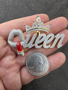 Queen Crown Pendant Charms With Rhinestones Silver Plated Alloy For Women's Hiphop Style Jewelry Gift - Product Image 2