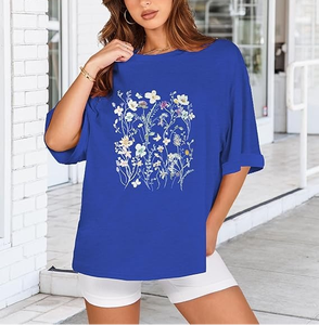 Camisetas Extra Grandes para Mujer, Venta Directa de Fábrica, OEM, Verano, Manga Corta, Casual, Básicas, Holgadas, 100% Algodón - Product Image 4