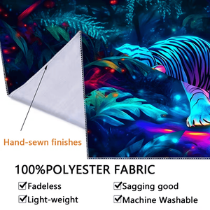 Tigre Majestuoso en un Entorno Natural de Selva, Tapiz Decorativo Fluorescente de Gran Tamaño con Impresión Estética para Colgar en la Pared - Product Image 6