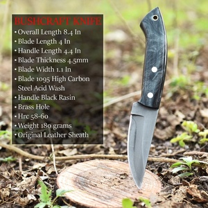 Couteau de Bushcraft en Acier 1095 avec Manche en Résine - Couteau de Chasse à Lame Fixe Full Tang de 8,4 pouces avec Étui, Personnalisable OEM, Vente en Gros - Product Image 5