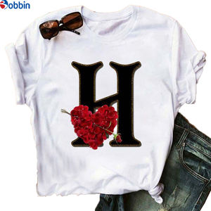 Camiseta de Verano para Mujer, Talla Grande, Estilo Dulce, con Estampado del Alfabeto Inglés, Transpirable, para Parejas, con Letras y Diseño Encantador - Product Image 2