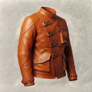 Custom Men's PU <b>Leather</b> Bomber Flight <b>Jacket</b> <b>Plus</b> <b>Size</b> Waterproof Breathable Eco-Friendly Windproof Winter Coat OEM Front - Product Image 3