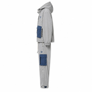 Men's Gray Blue Hooded Tracksuit Heavyweight Polyester Casual Windproof Full Length <b>Pants</b> Side Pockets Winter Wear 2 1 Design - Product Image 5