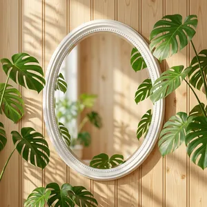 VILLA SINGLE WALL <b>MIRROR</b> <b>WHITE</b> Oval Shape Minimalist Design Decorative Framed - Product Image 3