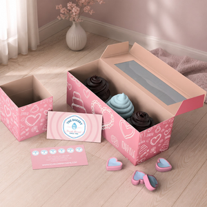 Custom Printed Cupcake Packaging <b>Box</b> | Bakery Pastry <b>Cookie</b> Moon Cake Gift <b>Box</b> with Window for Muffins Desserts and Packaging - Product Image 3