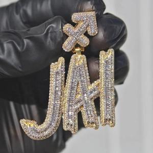 Pendentif personnalisé Hip Hop pour homme, plaqué or, avec lettres, chiffres, nom, initiales ou logo, serti de diamants Moissanite VVS - Product Image 6