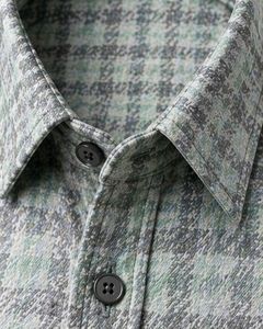 Camisa casual a cuadros verde menta y gris personalizada para hombre, corte ajustado, manga larga, con botones, de algodón, elegante, de calidad premium. - Product Image 5