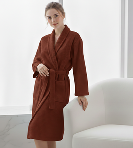 เสื้อคลุมอาบน้ำ 100% ผ้าฝ้ายวาฟเฟิลเทอร์รี่ เป็นมิตรกับสิ่งแวดล้อม ระบายอากาศได้ดี แห้งเร็ว แขนสั้น สไตล์คลาสสิก สำหรับซาวน่า แบบสั่งทำได้ ยูนิเซ็กส์ ผู้ชาย - Product Image 1