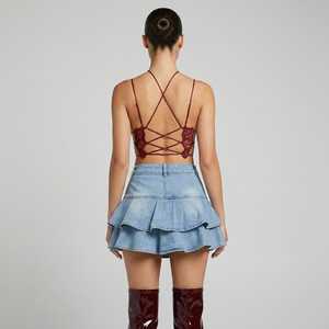 Survêtement intégral pour femmes adultes, demi-zip, manches longues, coupe classique, couleur unie, décontracté, pour l'hiver, en denim simple - Product Image 2