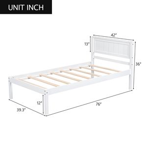 Letto a piattaforma matrimoniale bianco in legno con testiera e doghe in legno, non richiede rete a molle (Vecchio SKU WF191418AAK) - Product Image 3