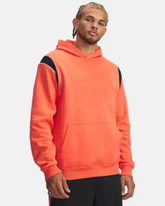 Men's Orange Hooded Regular Fit Pullover Full Sleeve Solid Color Fleece 100% Cotton Casual Autumn Wear Zipper-Up Sweatshirt - Product Image 4