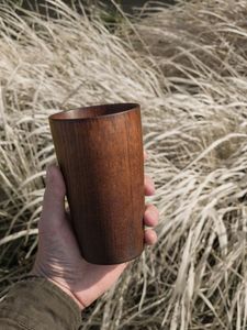 แก้วไม้สไตล์เรียบง่าย ทำด้วยมือจากไม้เนื้อแข็งธรรมชาติ เป็นมิตรกับสิ่งแวดล้อม เหมาะสำหรับชา กาแฟ เบียร์ น้ำผลไม้ - Product Image 2