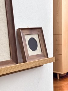 Walnut Wood <b>Frame</b> with Round Canvas Mat Window / Handmade <b>Square</b> Picture <b>Frame</b> / Wall & Shelf Decor / Minimalist Home Decor - Product Image 3
