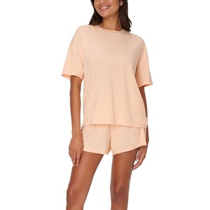 Women's Black 2-Piece <b>Knitted</b> <b>Set</b> O-Neck Short Sleeve Top With Pocket Above Knee Shorts Casual Breathable Spring Summer Wear - Product Image 4