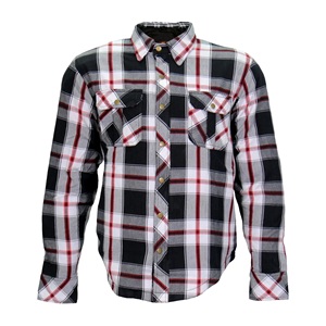 Camisa de Franela a Cuadros Negra, Blanca y Roja para Hombre, Manga Larga, Resistente, para Trabajo, con Doble Bolsillo en el Pecho, Estilo Occidental, Casual, Personalizada, OEM, Talla S - Product Image 6
