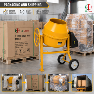 Mezcladora de Concreto Eléctrica Portátil de 240 <span class=keywords><strong>Litros</strong></span> con Marco Bajo, Ruedas de Transporte, Cubierta Lateral del Motor y Descarga Manual para Uso en Obras - Product Image 3