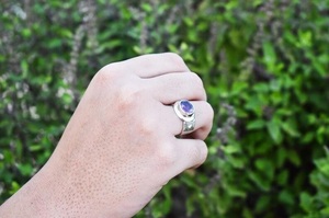 925 Sterling <b>Silver</b> Amethyst Chunky <b>Ring</b> Natural Purple Gemstone Handmade Bold Statement Jewelry February Birthstone Gift - Product Image 4