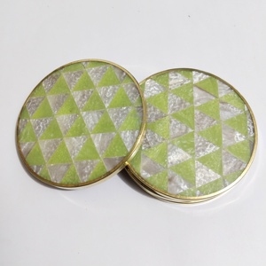 Set of 4pcs Black Resin Geometric Triangle Inlay <b>Drink</b> <b>Coasters</b> New Pattern Decorative Brass Frame Mats & Pads - Product Image 6
