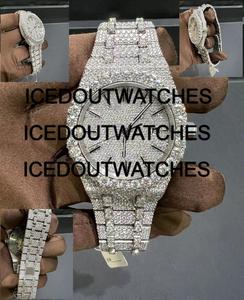 Men's Mechanical <b>Watch</b> with Stainless Steel Case Glass Dial Moissanite VVS Diamond - Product Image 1