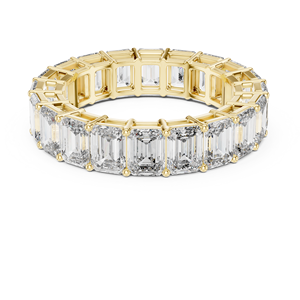 Élégante bague éternité en diamant de laboratoire taille émeraude, alliance de mariage en or rose pleine éternité, bijoux de mariée haut de gamme éthiques en diamant - Product Image 2