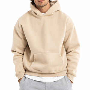 Sweat à capuche oversize pour homme avec cordon de serrage, capuche croisée, épaules tombantes, poche frontale et poignets côtelés - Product Image 5