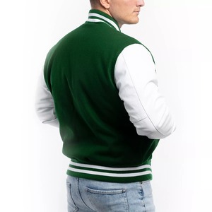 Factory Direct Wholesale Split Baseball <b>Jacket</b> Custom Men's Canvas <b>Jackets</b> Varsity <b>Jacket</b> High Street <b>Winter</b> Green Body Canvas - Product Image 2