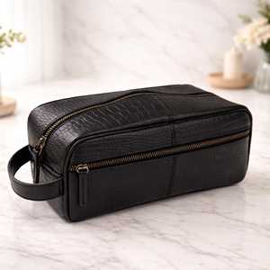Genuine Leather Toiletry Bag <b>Mens</b> Dopp Kit Travel Wash Bag Shaving Kit <b>Pouch</b> Custom Brand Logo Wholesale B2B TYG-0271 - Product Image 6