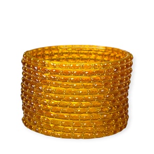 Wholesale Trendy Golden Yellow Kashmiri Raindrop Glass Bangles Crystal Pattern Gold Accents Lightweight <b>Wedding</b> - Product Image 2
