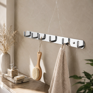 Stainless Steel Self-Adhesive <b>Wall</b> <b>Hook</b> Rack 6 <b>Hooks</b> Heavy Duty Waterproof <b>Wall</b> Mounted Coat Hanger Kitchen Bathroom Wardrobe - Product Image 3