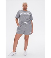 Ensemble 2 pièces en coton éponge pour femmes, t-shirt et short de qualité supérieure, vêtements de rue, broderie de patch, taille plus, avec logo, ensembles personnalisés
