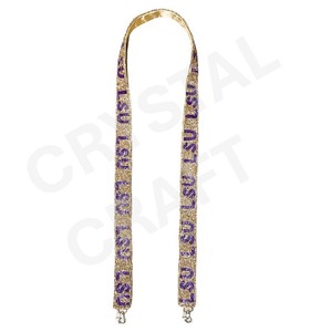 CRYSTAL CRAFT MSU Bulldogs <b>Ribbon</b> Strap White <b>Red</b> Custom Text Vintage Style Eco-Friendly Beaded Hook Handbag Accessory - Product Image 5