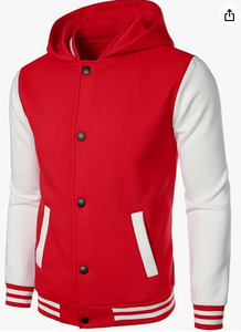 Hardihood International Men's Red Varsity Jacket Stand Collar <b>Covered</b> <b>Button</b> Front Polyester/Cotton Canvas Breathable - Product Image 6