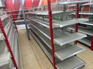 Góndola de supermercado de malla de alambre de doble cara personalizable OneTech, hierro con recubrimiento en polvo, fácil de montar, duradera y asequible - Product Image 1