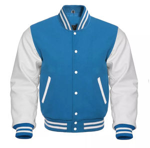 Nouvelles Vestes Homme 2025 Style Letterman Basketball Varsity en Laine et Cuir Blanc à Manches Longues, Col Montant, Style Urbain pour le Printemps - Product Image 4