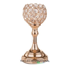 Ensemble de 3 bougeoirs en métal de forme ronde avec perles de cristal, design moderne et créatif, pour décoration de mariage - Product Image 6