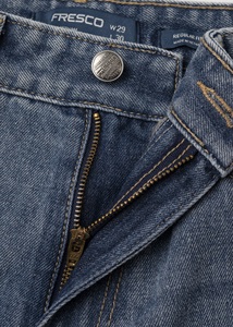 Jeans de Mezclilla para Hombre, Corte Recto, Lavado Oscuro, Corte Regular, Cintura Media, Algodón, Estilo Casual Otoñal - Product Image 6