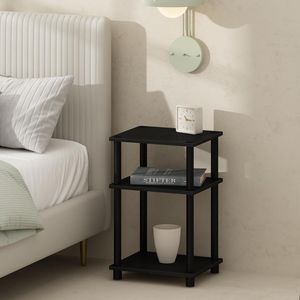 Comodino a 3 livelli Turn N Tube con struttura in plastica, colore Americano/Nero, per camera da letto - Product Image 1