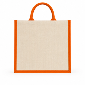 Bolsa de Compras de Yute Grande con Ribete Naranja, Logotipo Think Green Act Green, Bolsa Ecológica para Supermercado con Asa para Llevar en la Mano - Product Image 4