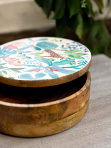 Bol de service RoyalNest en bois émaillé imprimé – Vaisselle artisanale de luxe pour fruits, collations, desserts et décoration intérieure - Product Image 6